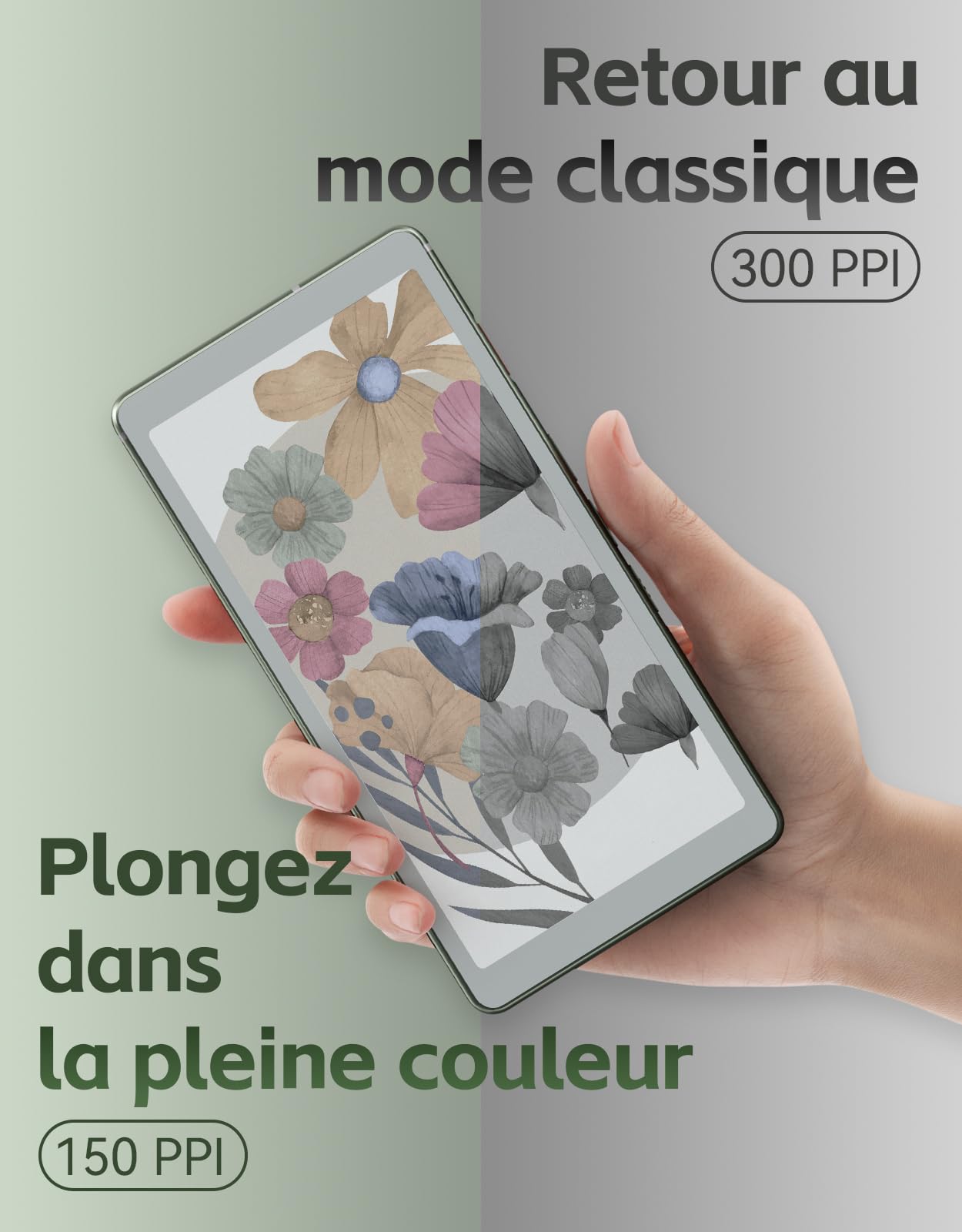 VIWOODS 6,13’’ AiPaper Reader C avec écran Couleur, liseuse E Ink avec lumière Chaude et Froide réglable, Ultra-Fin et léger, intégré à l'IA, 128 Go de Stockage