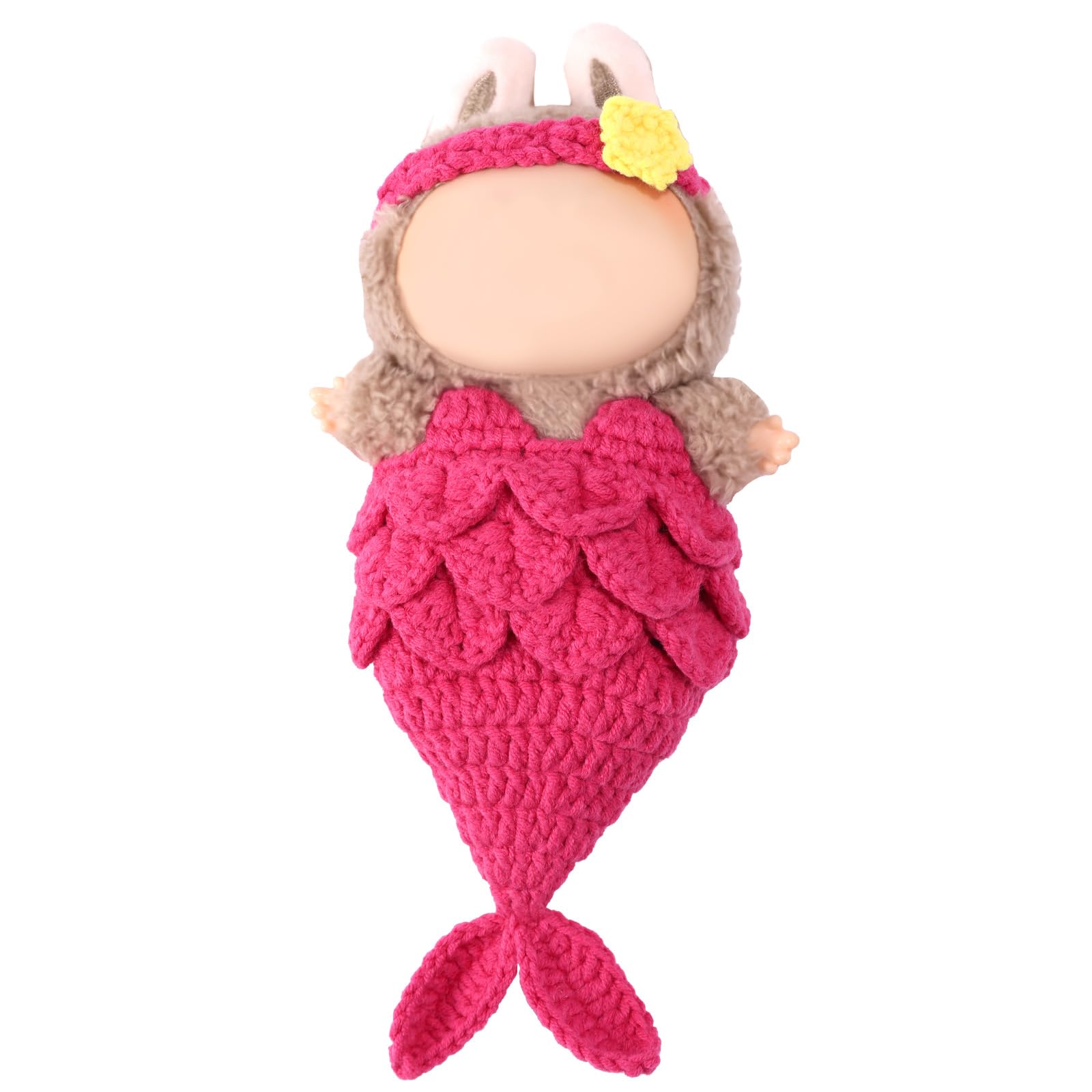 Lyreh Clothes Set for Doll Wool Mermaid Outfit Clothing with Hairband Cute Kawaii Fashion Costume Accessories for Dolls (Rose Red)