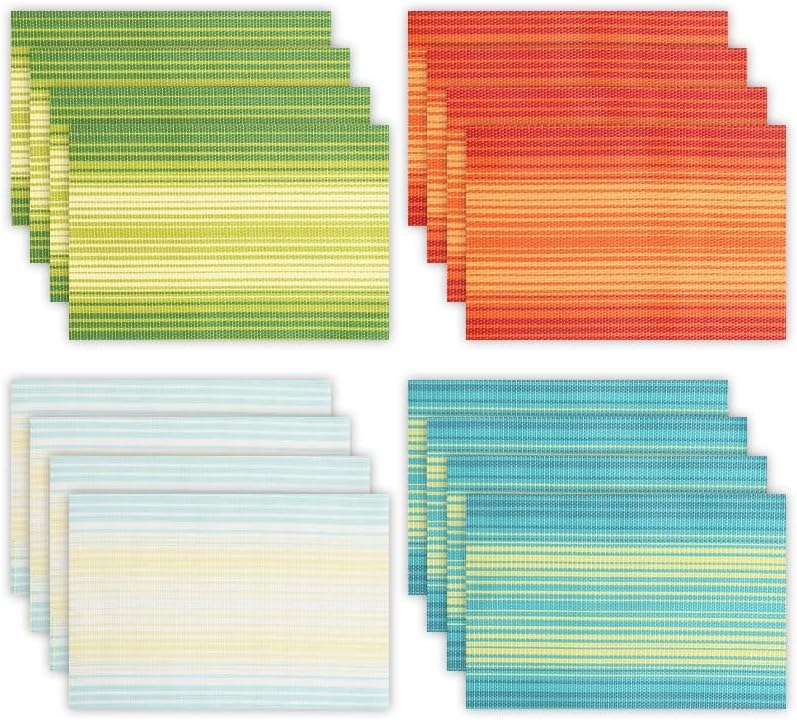 Placemats with Woven Stripes and Heat Insulation Pads Decorative Mats Desktop Coasters(OneColor)