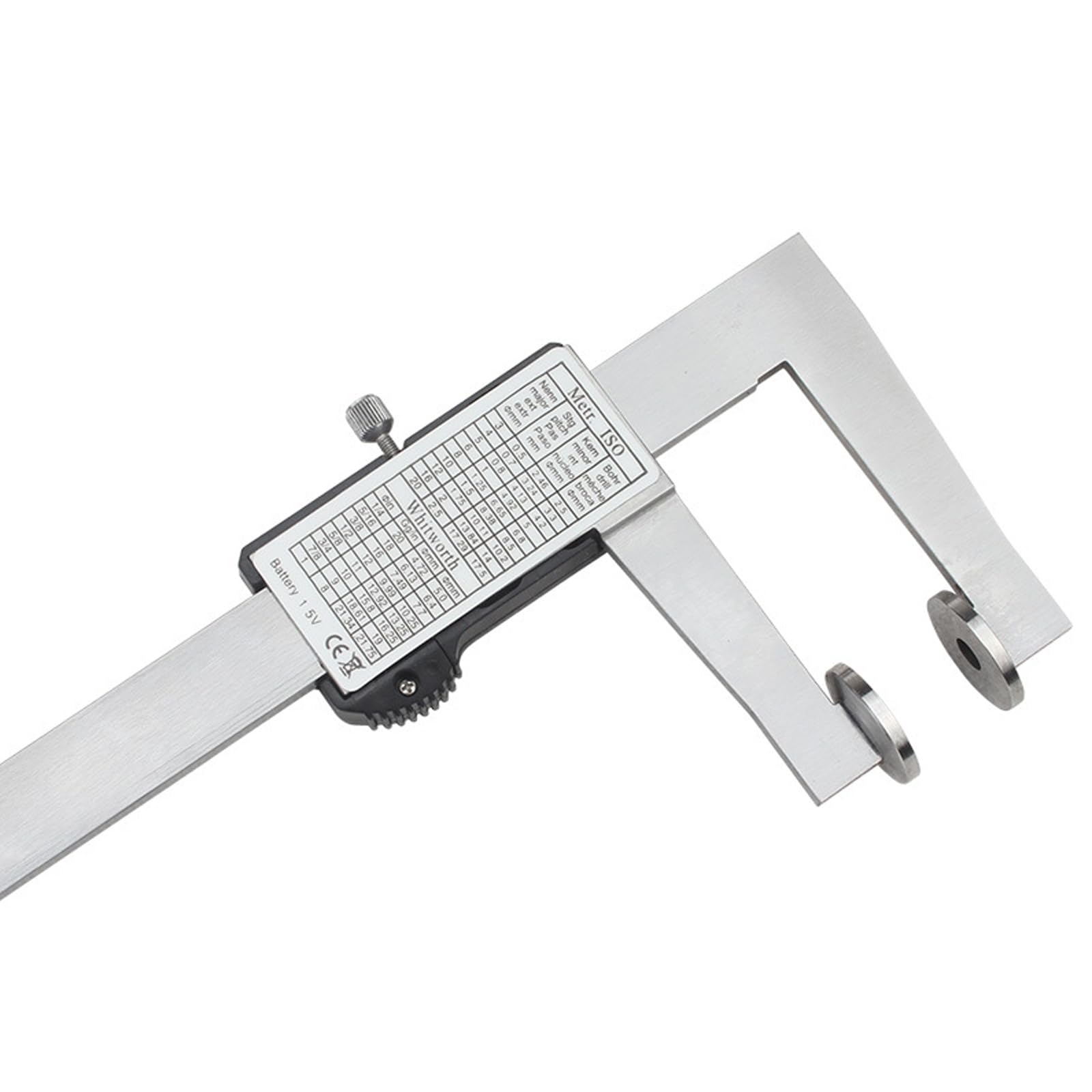 Digital Messschieber Messbereich 150 mm - Tellermessflächen, Edelstahl Messlehre Messwerkzeuge mit Ersatzbatterie und größem Display, mm/inch (0-150 mm)