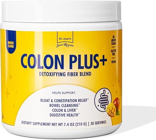 Colon Plus, limpiador de colon, suplemento dietético de fibra de cáscara de psyllium y probióticos, 30 porciones, sabor a piña