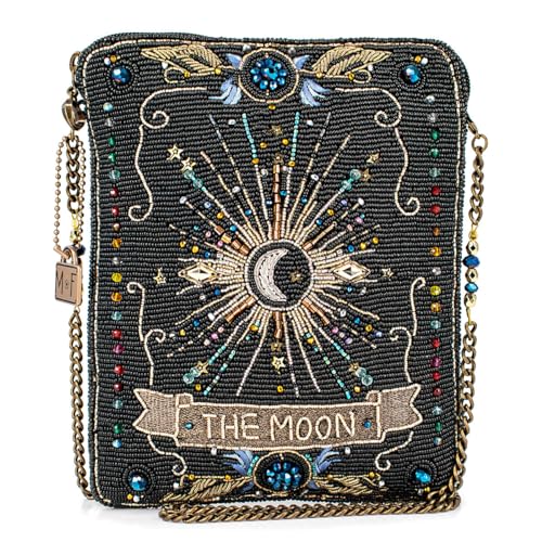 Mary Frances Moonstruck Beaded Mini Crossbody Bag Novelty Evening Clutch Purse, Black
