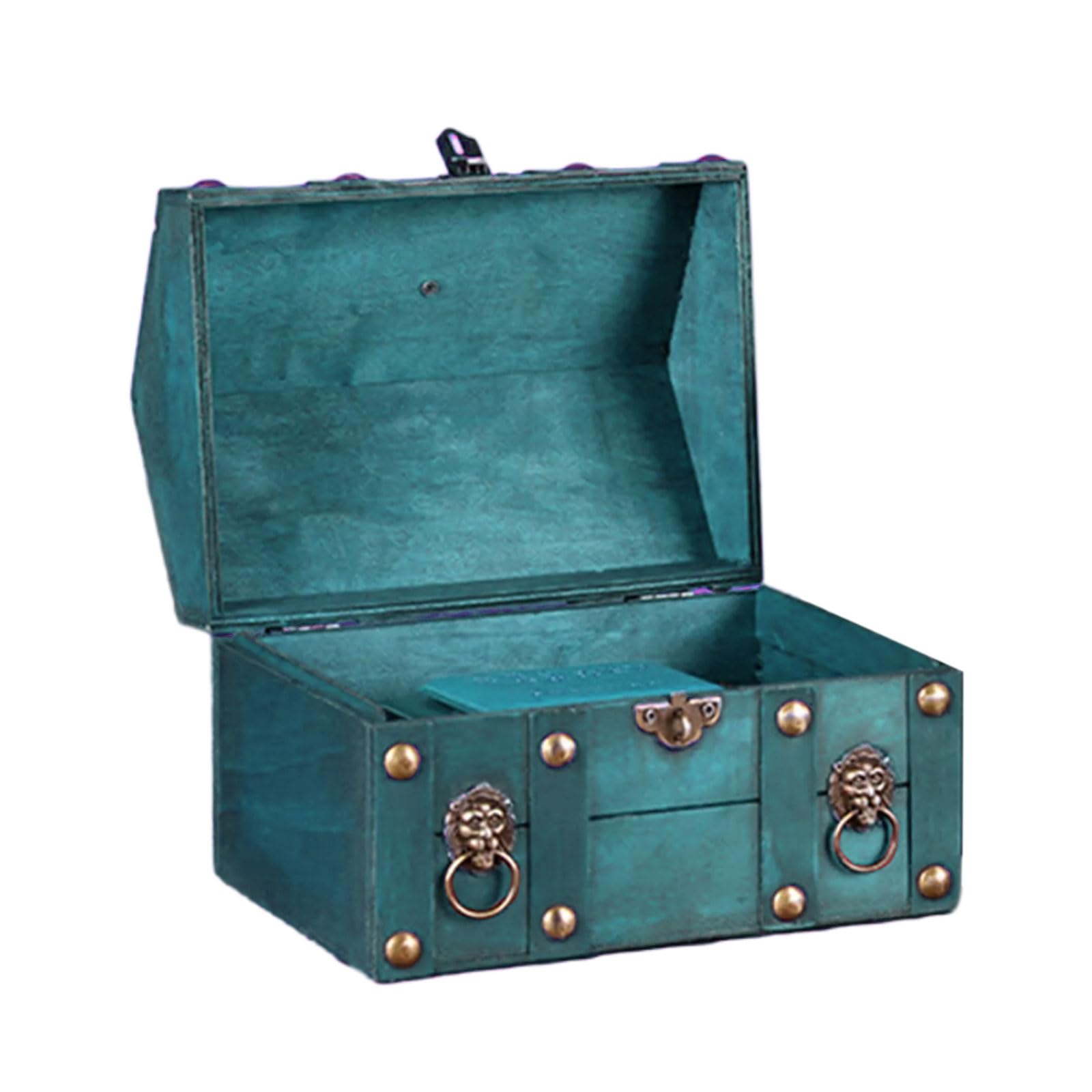 Osniyaw Green Retro Wooden Storage Box, Antique Castle, Decorative Home Organisers, Sturdy Natural Materials, Collector's Chest, Handmade Wooden Box
