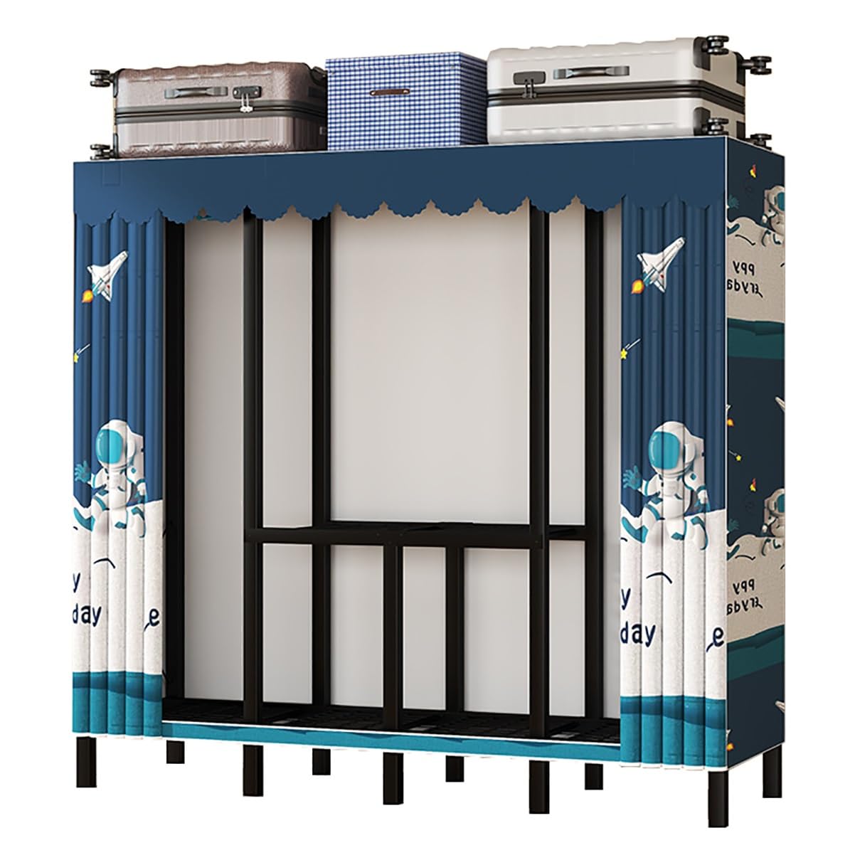 Armoire de placard portable suspendre vêtements penderie métal étagères rangement chambre