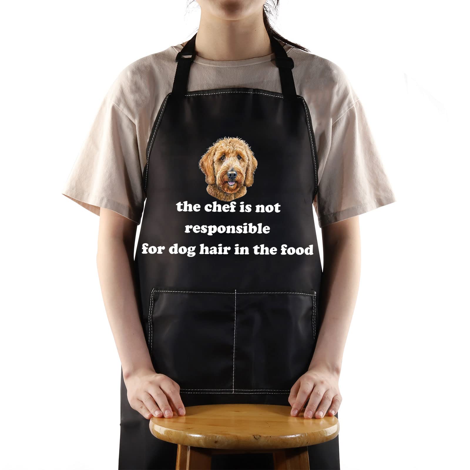 BWWKTOP Golden Doodle Apron With Pockets Golden Doodle Mom Gifts The Chef Is Not Responsible For Dog Hair Golden Doodle Lover