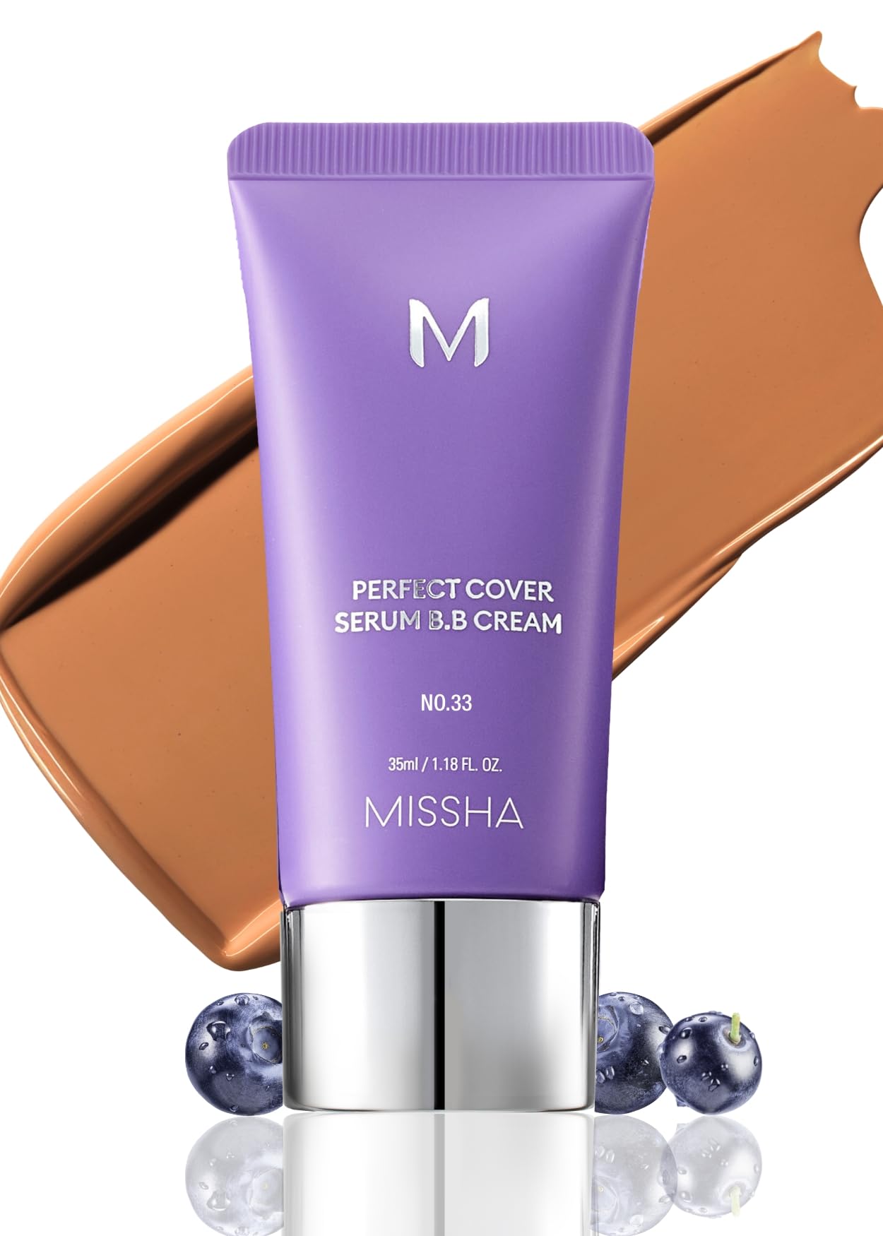 MisshaM PERFECT COVER SERUM BB CREAM No.33 Tan -Tan with Warm Undertone, BB Cream by Cardi B Pick, Skin Tint, Tinted Moisturizer, Skin Care Foundation Makeup, Korean Makeup, 1.18 Fl oz