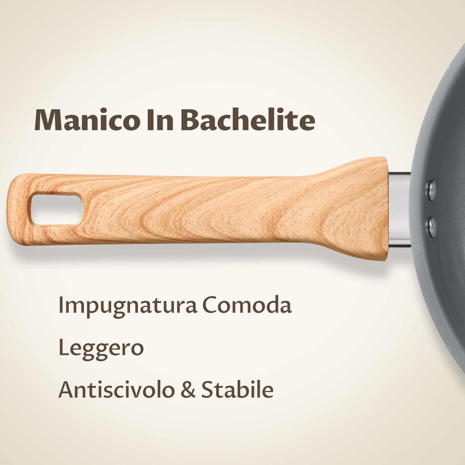 BLAZANT Set di 5 Padelle ad Induzione - Batteria di Cucina in Ceramica | Senza PFOA né PTFE, Fondo Molecolare ad Induzione 20/24/28 cm, Antiaderenti per la Cucina Quotidiana con Manici in Bachelite