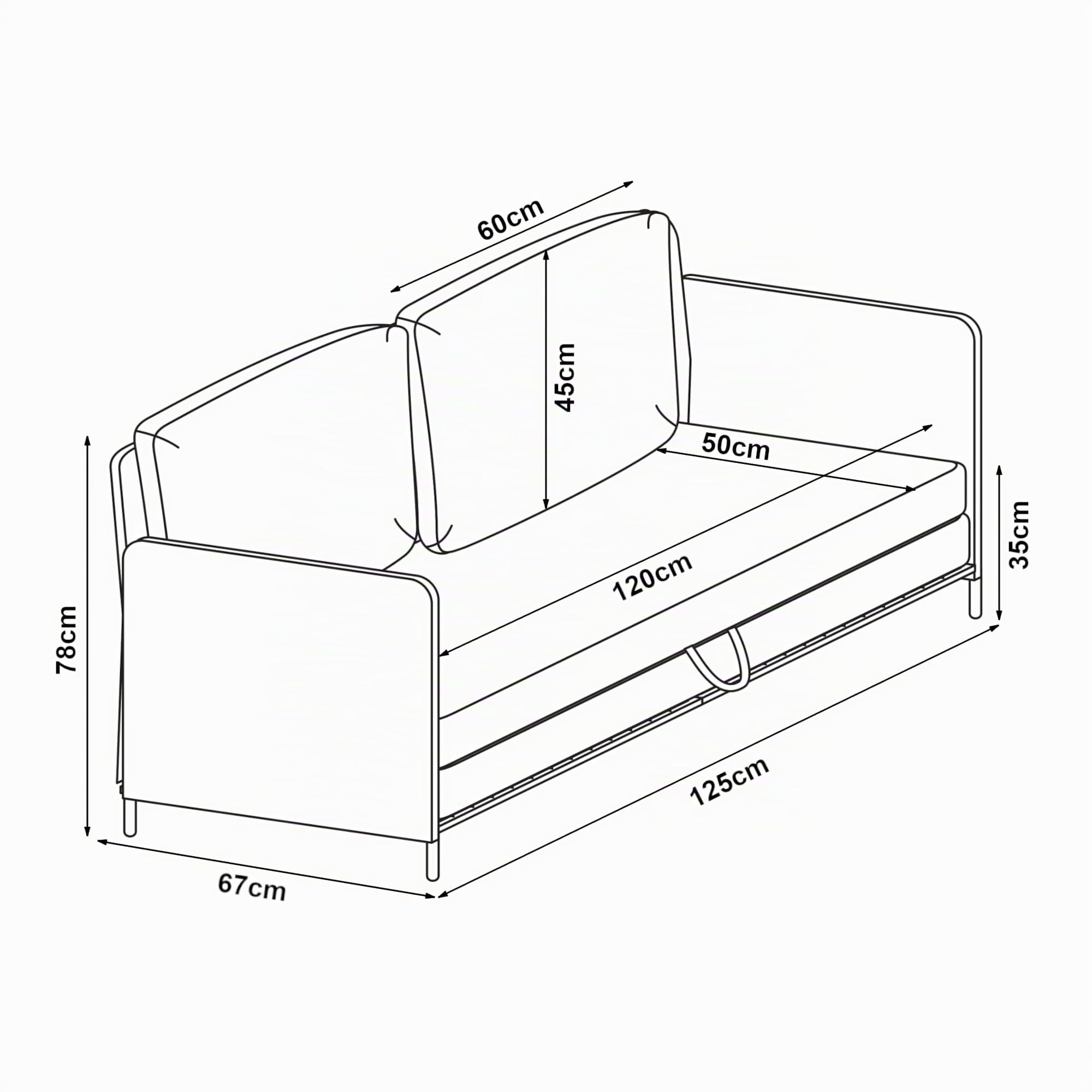 [en.casa] Schlafsofa Soini 2-Sitzer Sofa mit Schlaffunktion gepolstert Schlafcouch mit Bettkasten Bettsofa ausziehbar Dunkelgrau Klappsofa Schaumstoff