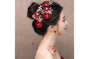 J3DFGFLR 2pcs BriRed Rose Flower Headband Hair Clips