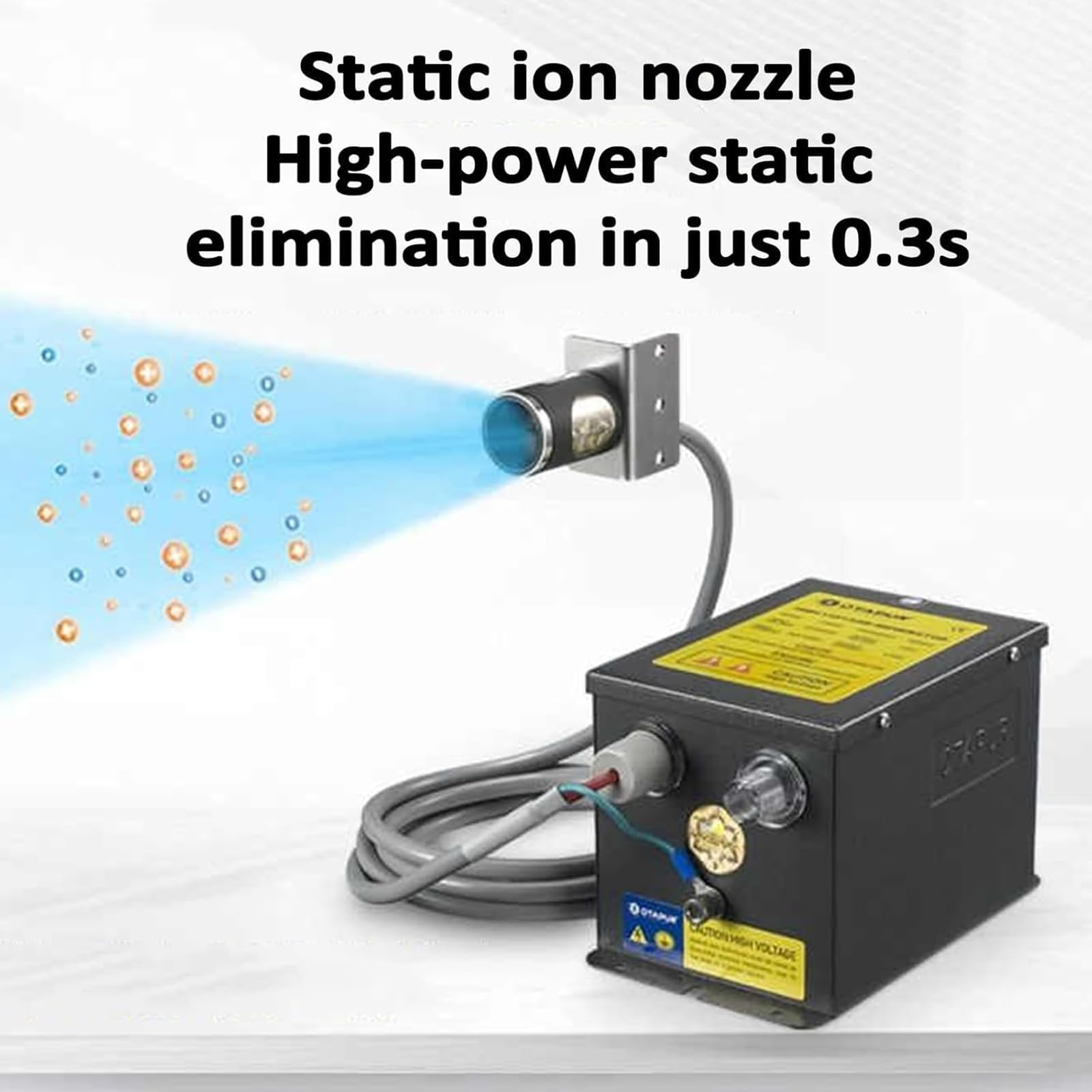 Pistola de aire ionizante, herramienta antiestática con interfaz de alto voltaje, aguja de acero de tungsteno, presión de 20-75 psi, velocidad del viento de 35 m/s, fuente de aire de 8 mm para