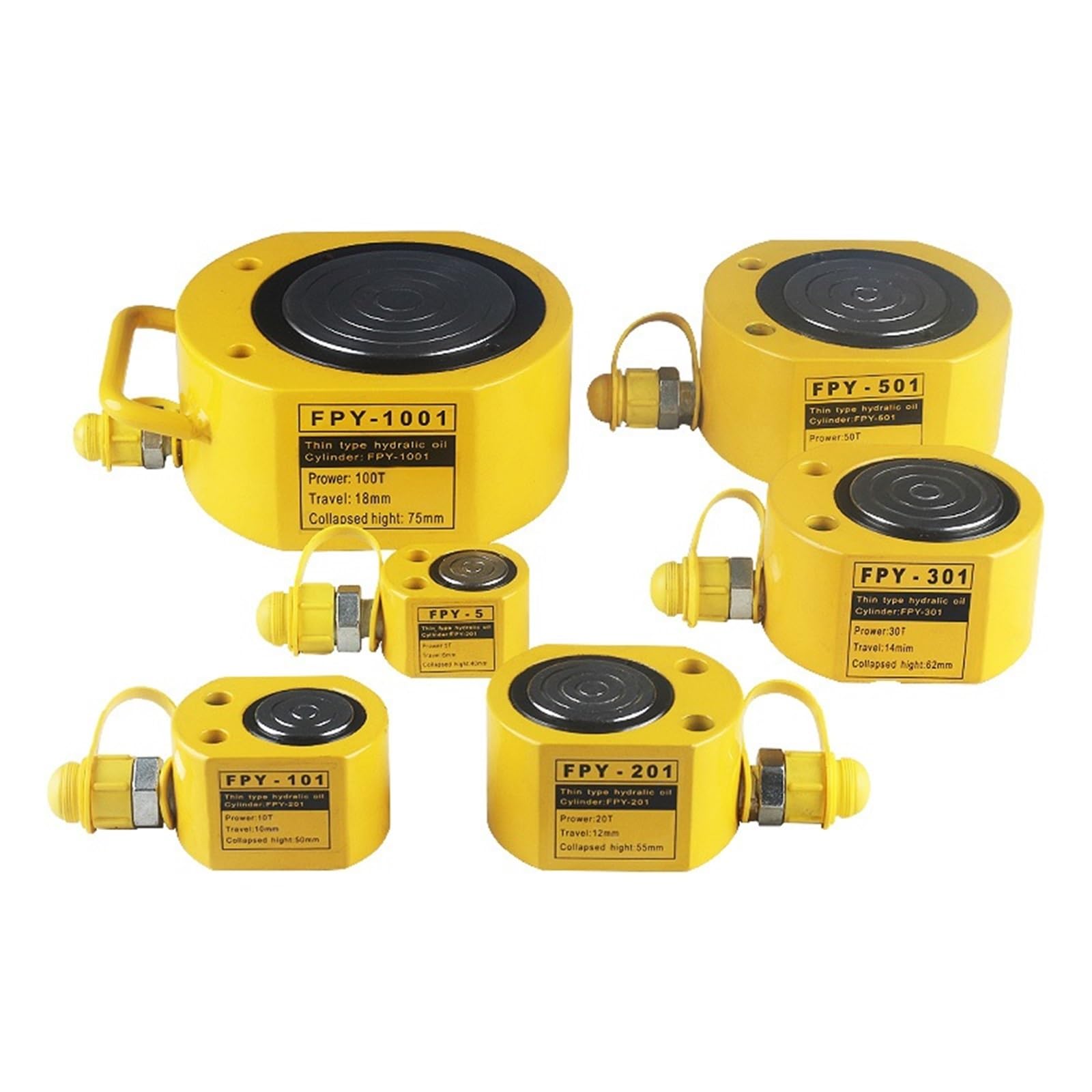 CLEUFWKO Thin Type Hydraulic Cylinder FPY-201 Hydraulic Jack with tonnage of 20T, work travel of 14mm