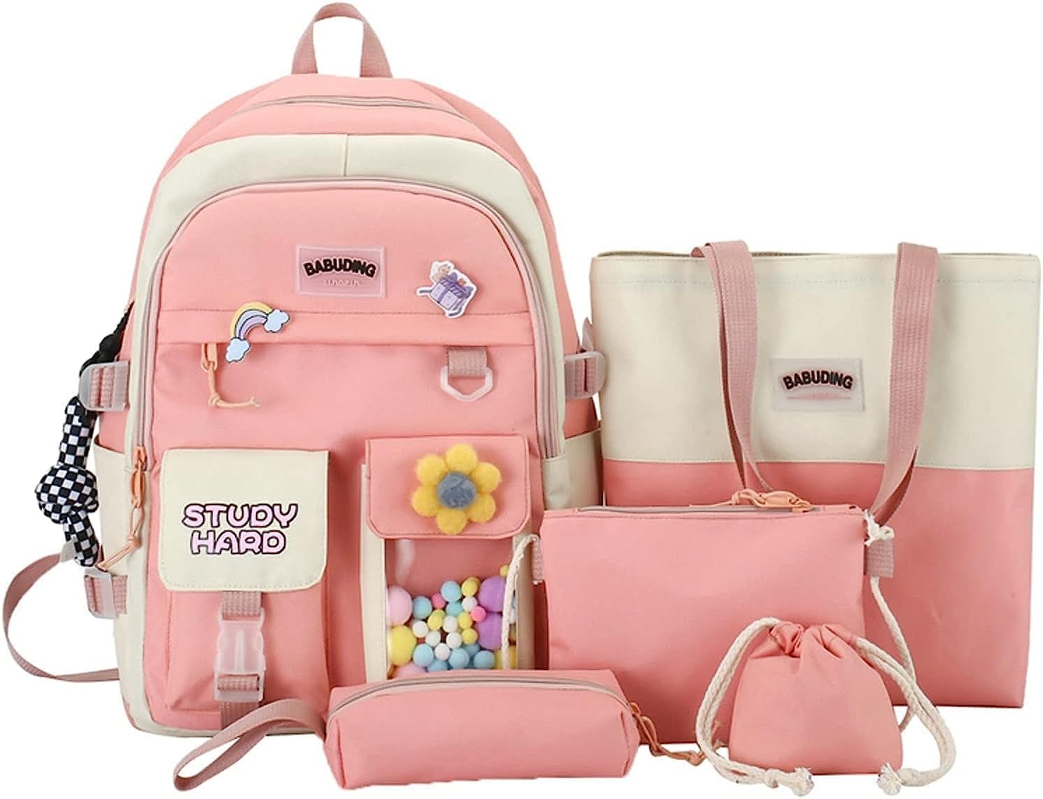 HomeCloud 5Pc Stylish Multifunctional Changing Diaper Bag with Large Capacity, Waterproof Design, Stroller Strap | Flower_Design-picture-1