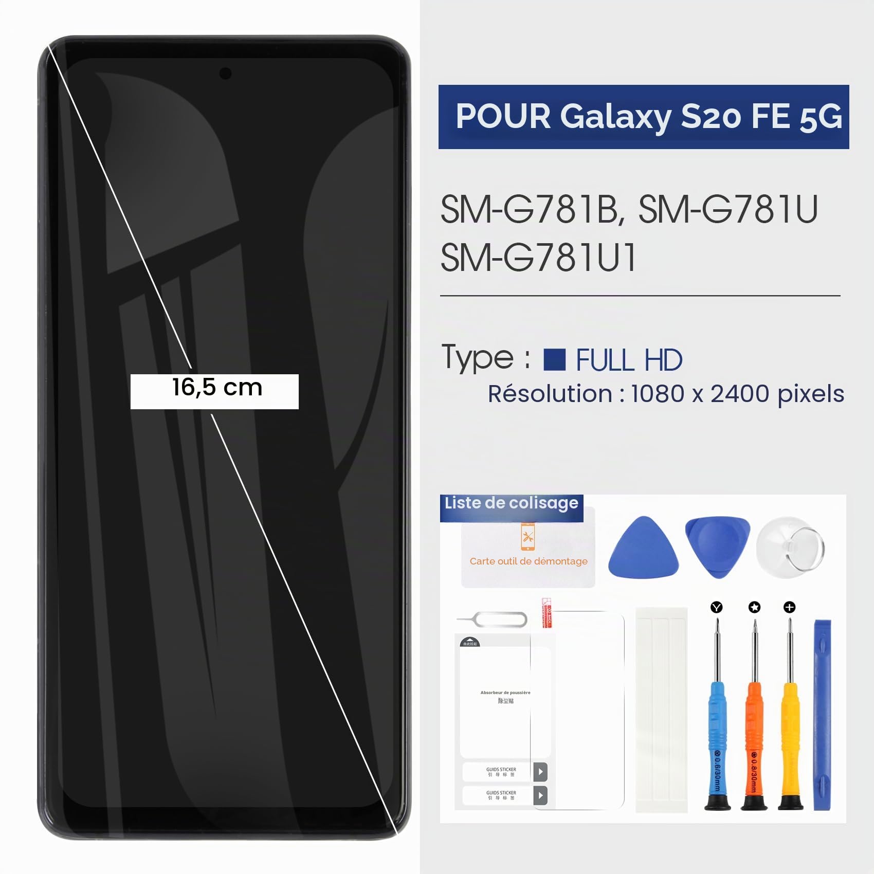 OLED Écran pour Samsung Galaxy S20 FE 4G/5G - pour Samsung Galaxy S20 FE 4G LCD Numériseur pour Galaxy S20 FE 5G LCD Écran Tactile Digitizer Verre Assemblé SM-G781B SM-G781U (Noir avec Cadre)