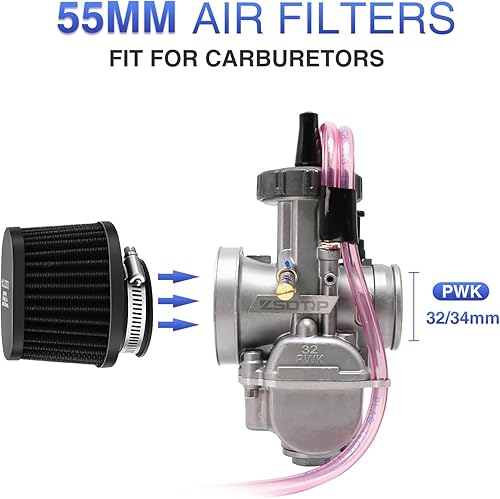 Miniatura 5 de 2PCS filtros de aire universales para motocicleta de 55MM, filtro de motor de repuesto de alto rendimiento, filtros de aire compatibles con