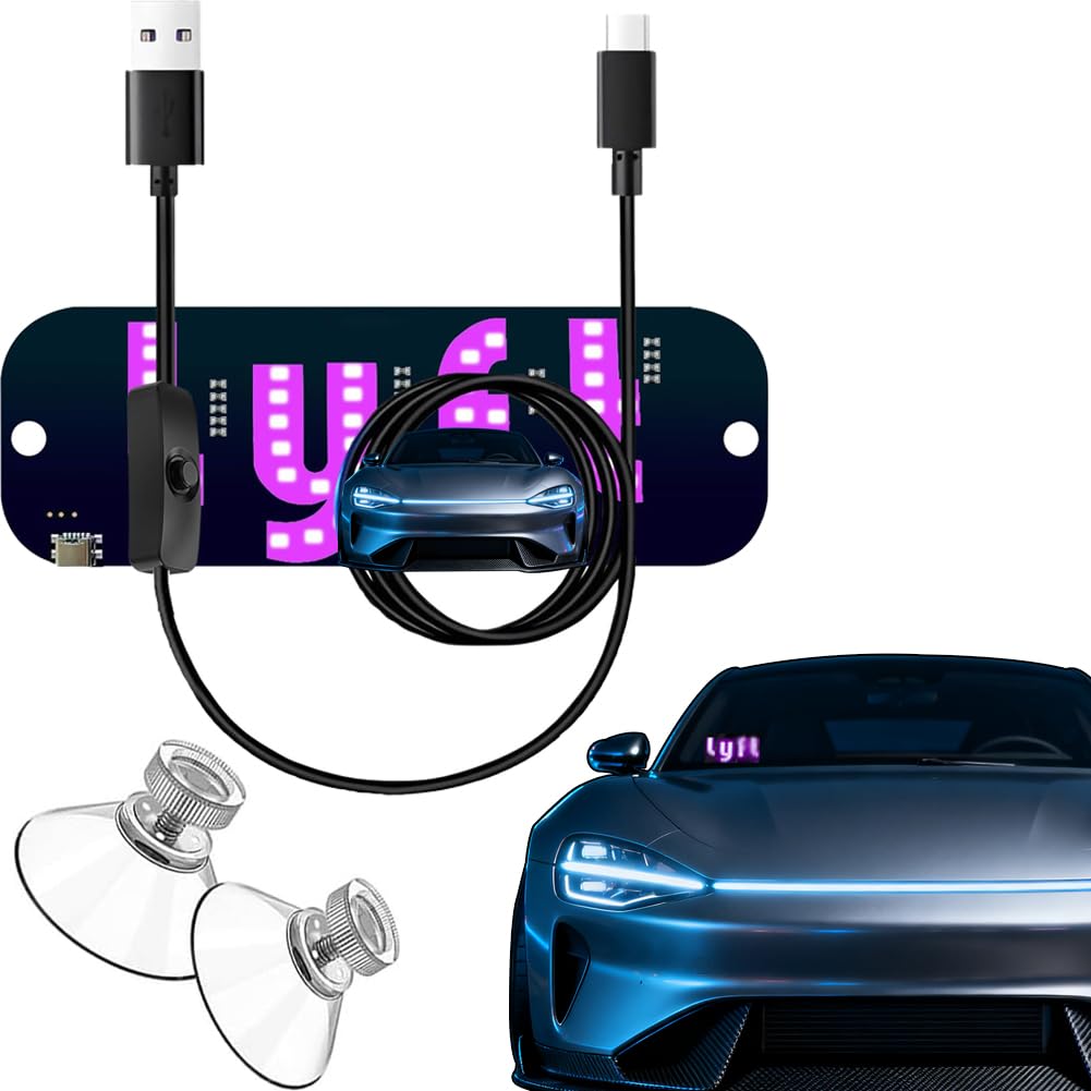 Photo 1 of (Pink) LED Light Sign for Car, Taxi Sign Light Windshield Led Sign Car LED Decal with Suction Cups USB Plug for Cars, Trucks, SUVs?Driver Accessories for car?Bumper Stickers
