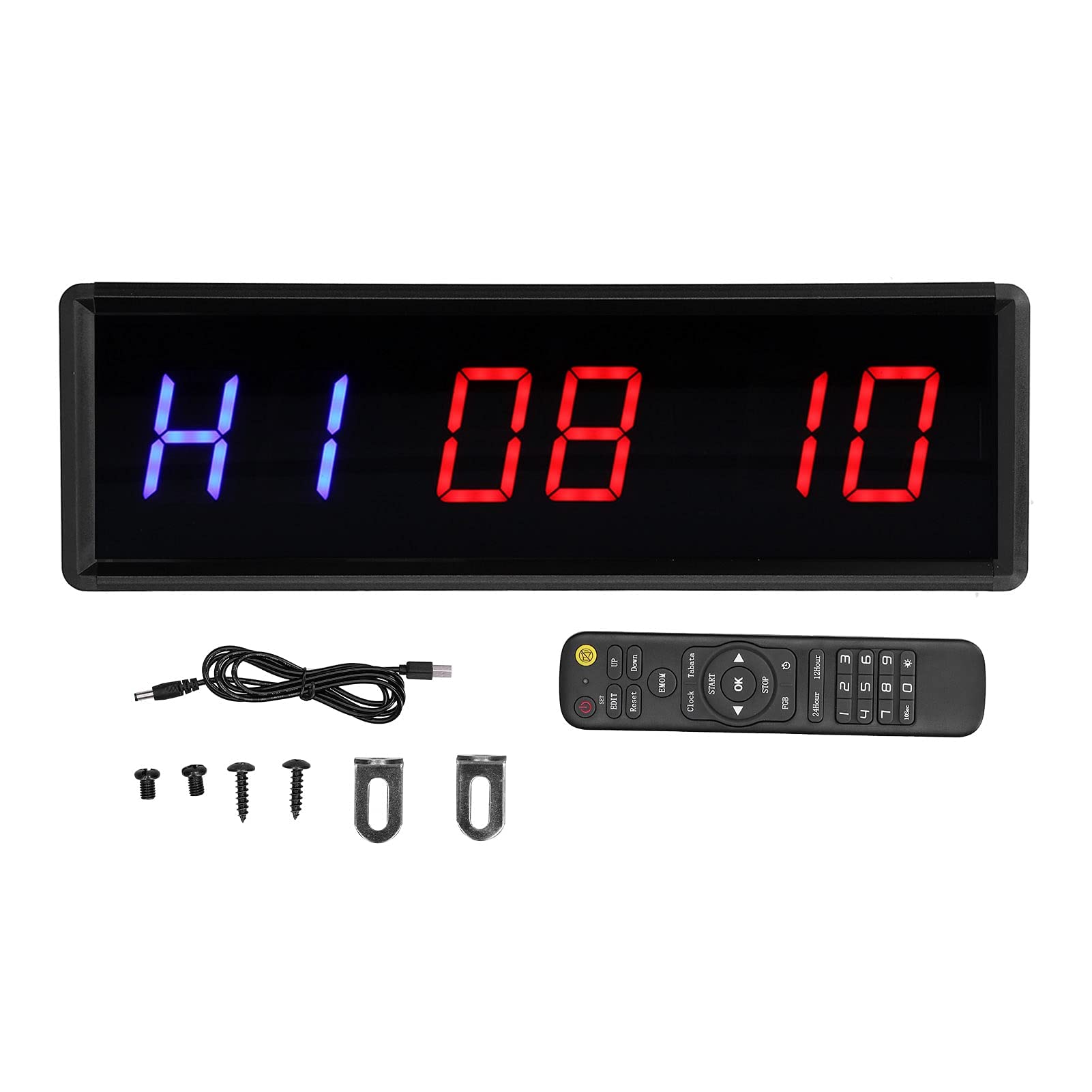 Timer de Gymnase, intervalle de LED Timer de Grande Affichage à LED Count d'horloge de Mur à Baisse/Hausse du chronomètre avec Une minuterie numérique distante pour l'exercice