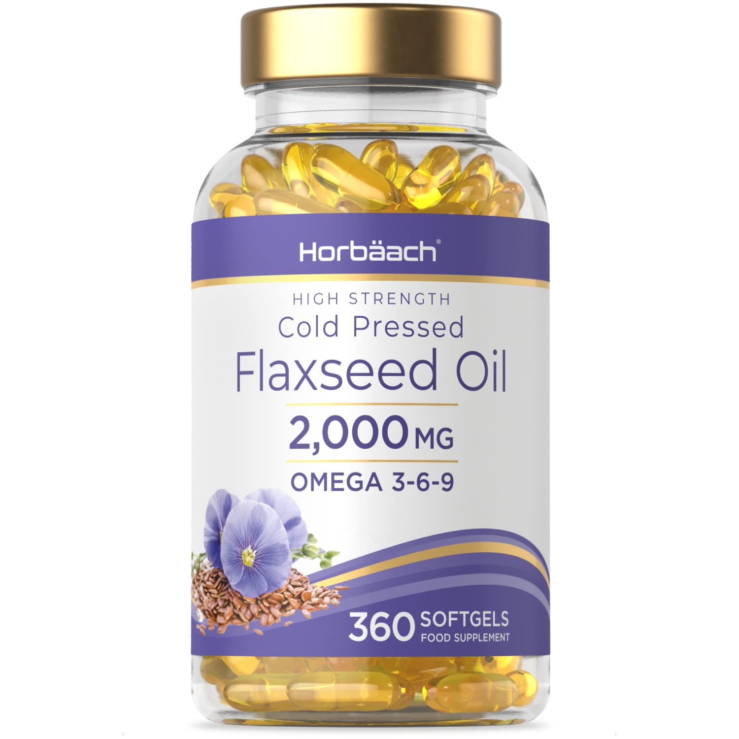 Flaxseed Oil 2000mg 360 Softgel Capsules Source of Omega 3 6 9