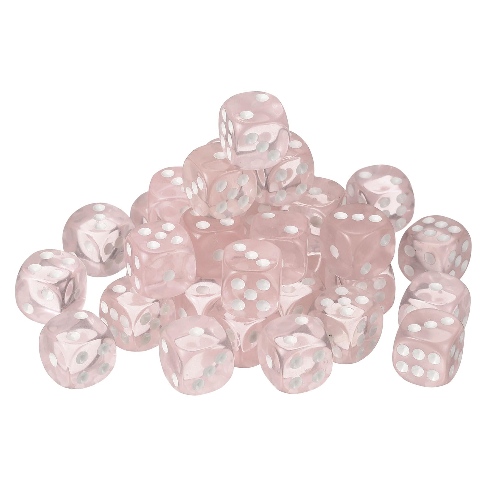 sourcing map 36Pcs 6 Sided Acrylic Dice, 18mm/0.71" Rounded Corner Translucent Colored D6 Game Dice for Theme Party Fun Table Board Games, Pink