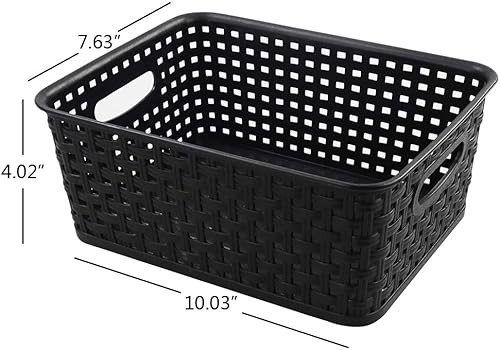Miniatura 2 de Leendines 6 paquetes de cestas pequeñas negras, cestas de almacenamiento de tejido de plástico