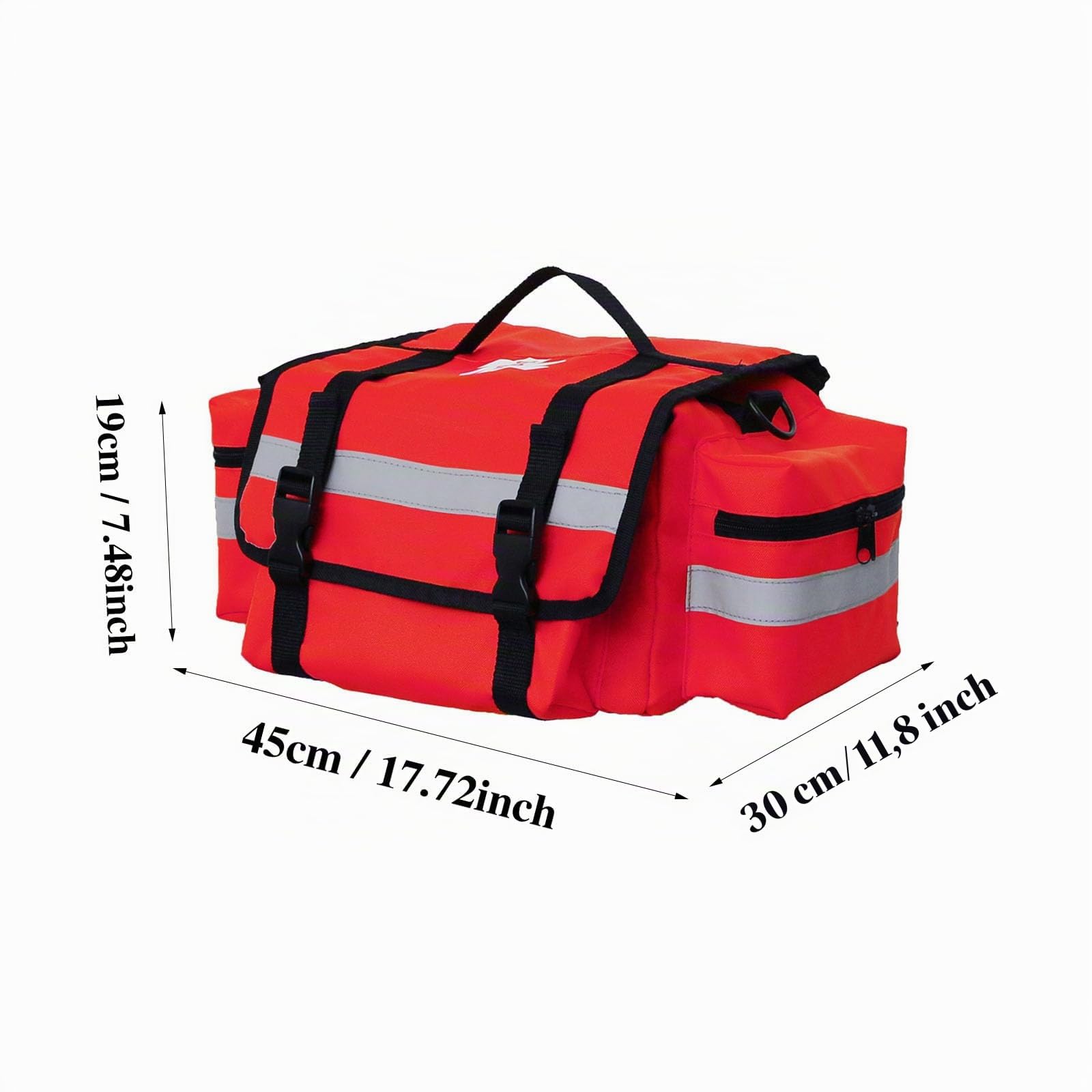 Trousse de premiers secours professionnelle vide pour traumatismes médicaux de premiers secours avec plusieurs compartiments réfléchissants pour urgences médicales, rouge, 45 x 30 x 19 cm