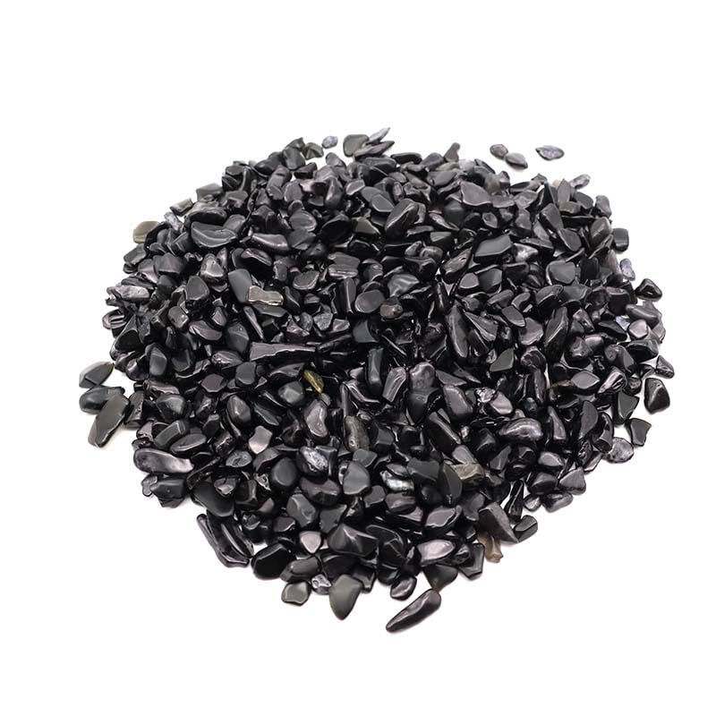Namzi 1 piece black natural irregular non perforated crushed stone, suitable for potted plants, fish tank decoration, DIY handmade jewelry accessories (5-7mm)
