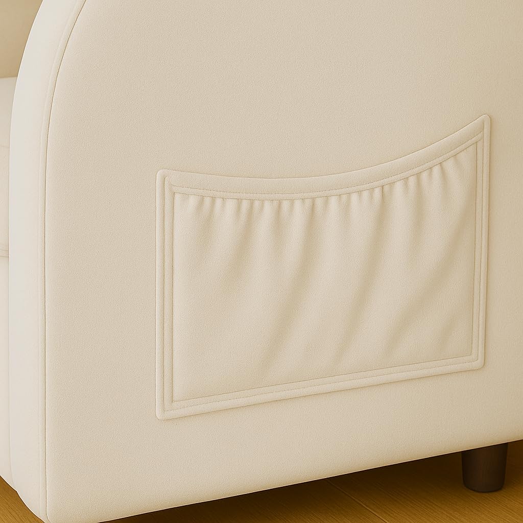 Beige Bunny Ear Pet Friendly Armchair with Built in Cat Dog Hideaway, Cozy Dual Use Sofa Chair with Side Pocket, Upholstered Single Sofa Chair for Living Room Bedroom Office