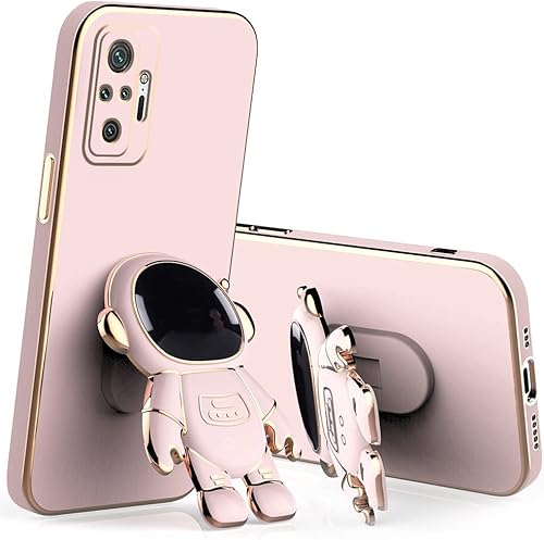 Compatible con Redmi Note 10 Pro Max Funda con chapado creativo de astronauta caricatura rosa, para Xiaomi Redmi Note 10 Pro, funda de silicona a