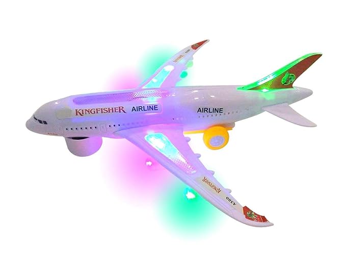 Amitasha Battery Operated Aeroplane Toy for Kids with Bump & Go Airplane Flashing Lights and Realistic Jet Engine Sound for Boys 2-10 Years Birthday Gift