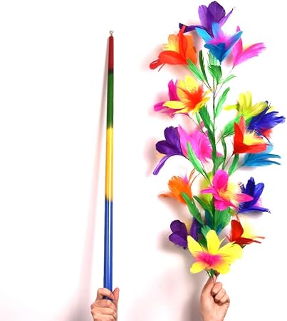 Amazon 手品 マジック 四つ色のある虹色の棒が大きい花束に変わる ステッキが花になる 21輪 魔法の棒が花束に変身 舞台用マジック道具 手品道具 マジック 手品 おもちゃ