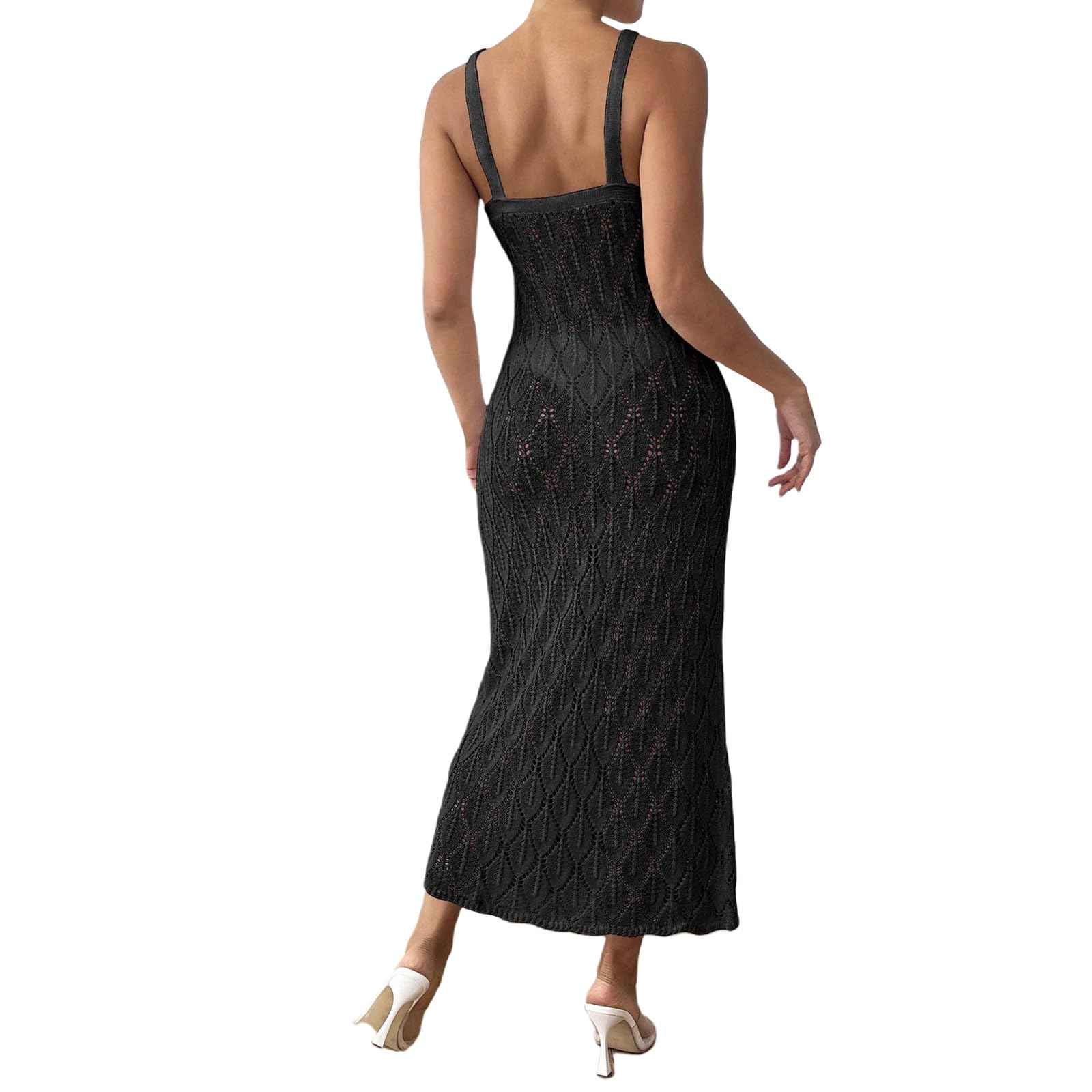 Copricostume Donna Mare Curvy Prodotto categoria Swimwears Cover-UpsTitolo da Spiaggia Femminile con Foglie in Pizzo e Spalline Regolabili per Estivo Elegante