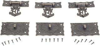 5Pcs 67x56mm Antique Bronze Rectangle Clasp Decorative Jewelry Gift Wine Wooden Box Hasp Latch Hook Iron Buckle Screws