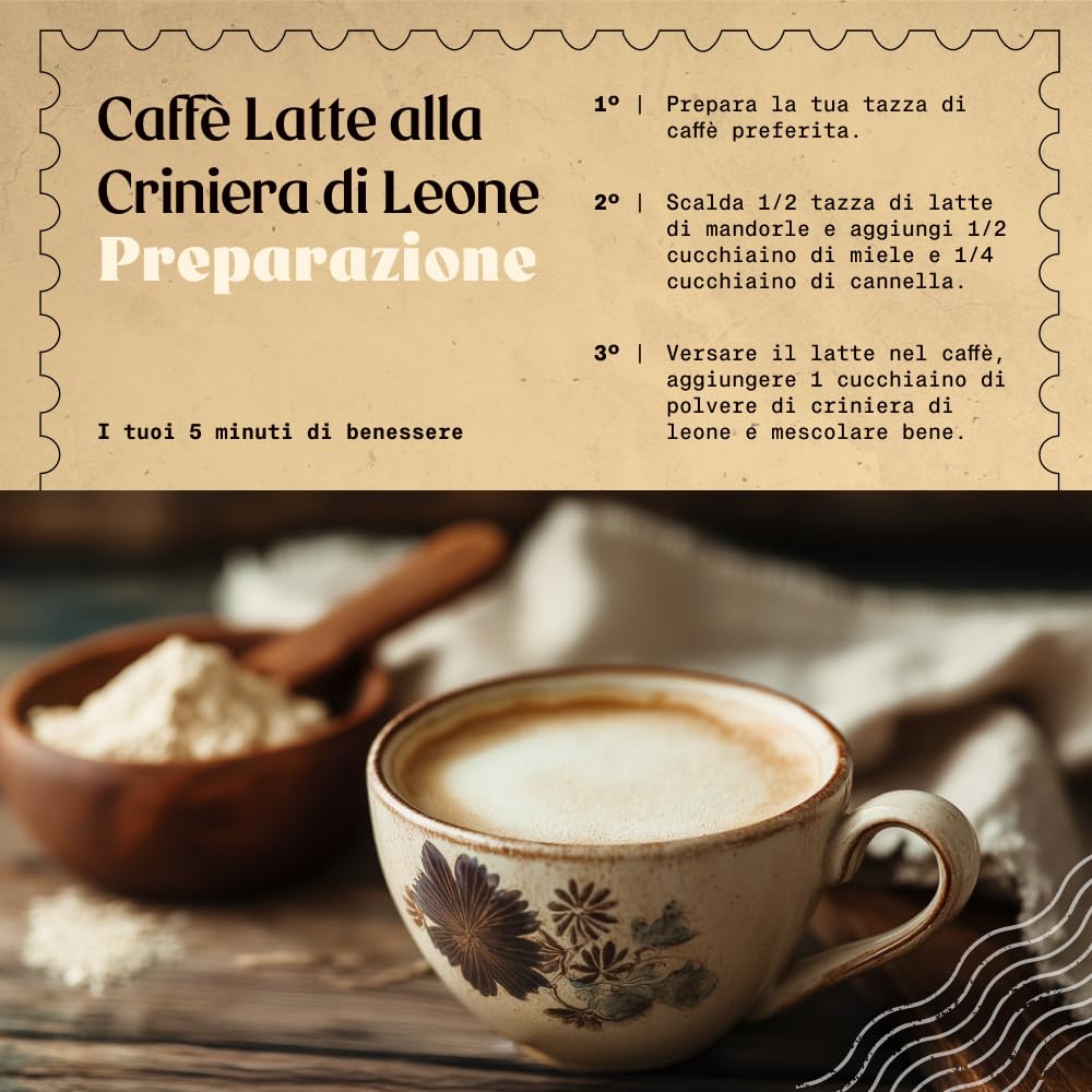 NaturaleBio Criniera di Leone in Polvere 200g | Biologica, Vegana, Senza Glutine, Non OGM | Supporta Funzioni Cognitive, Intestino e Sistema Immunitario | Facile da Assumere