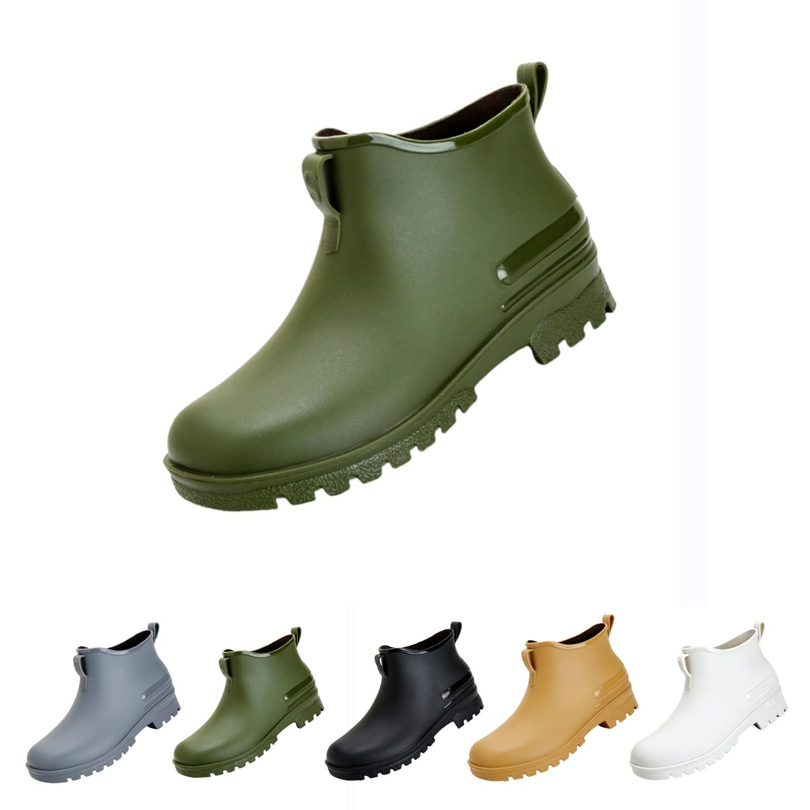 Regenstiefel Damen,Einfache Einfarbige Stiefeletten,Wasserdicht Rutschfeste Gummihalbstiefel,Fashion Freizeit Schlupfschuhe,Outdoor Arbeitsstiefel,Abriebfest Angelstiefel,Gartenschuhe