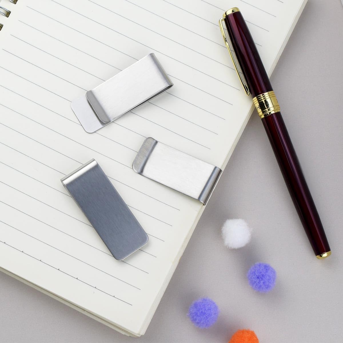 6 Pack Stainless Steel Money Clip Metal Wallet Clip for Men Men's Slim Cash Clip Small Money Clips for Cash and Credit Card Holder Metal Money Clips Minimalist Front Pocket Wallet Clip (Silver)