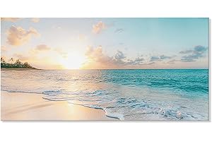 Ocean Art: Goldfoilart Ocean Beach Sunset Canvas Wall Art