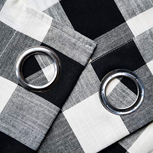 Creativesfun Farmhouse Faux Linen Look Buffalo Check Grommet Window Valance (Black & Cream, Valance 丨W53 X L24-Inch 1Pc) #TOP4