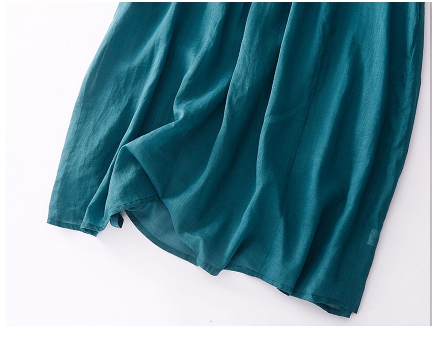 Vestido Midi Mujer Verano Manga Corta Cuello En v Casual Elegante Suelto Vestido Plisado Largo con Bolsillos
