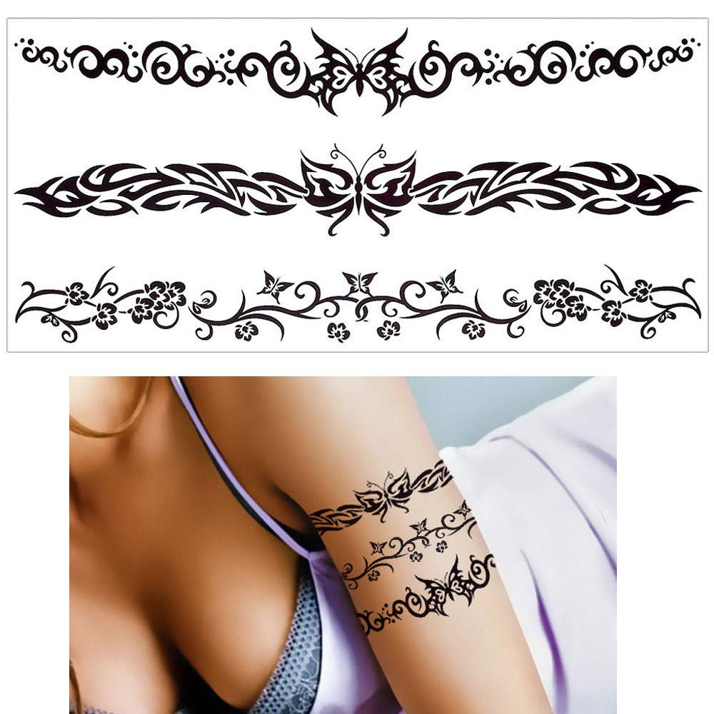 S.A.V.I 3D Temporary Tattoo Sticker Beautiful Black Colour Tribal Totem Cross Heart Popular Design Size 19x9 Cm - 1pc. (78), Multicolor, 9 g