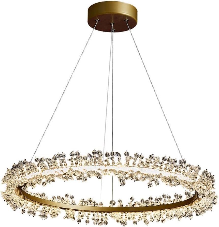 Lustre en cristal LED moderne 25W - Lampe grande avec anneau suspendu salle à manger