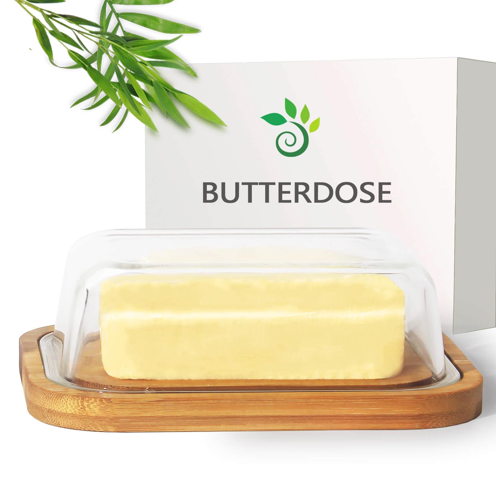 Theo&Cleo Burriera con coperchio in legno, campana per burro da 250 g, con coper