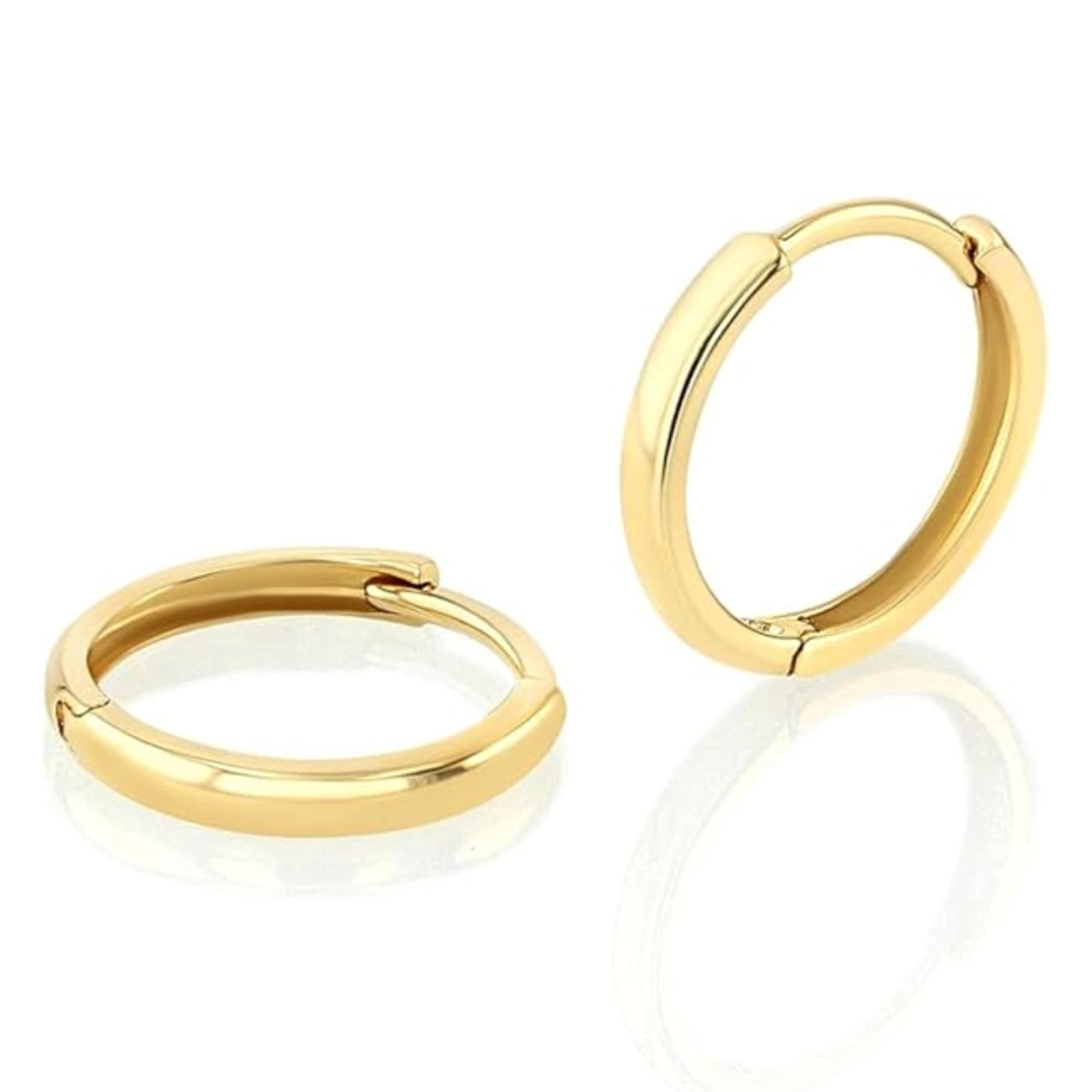 Kira Riley 14k Solid Yellow Gold Hoop Earrings for Women and Men - Small Pure Real and Thin Huggies, Hypoallergenic - Jewelry Gifts for Her/Him -