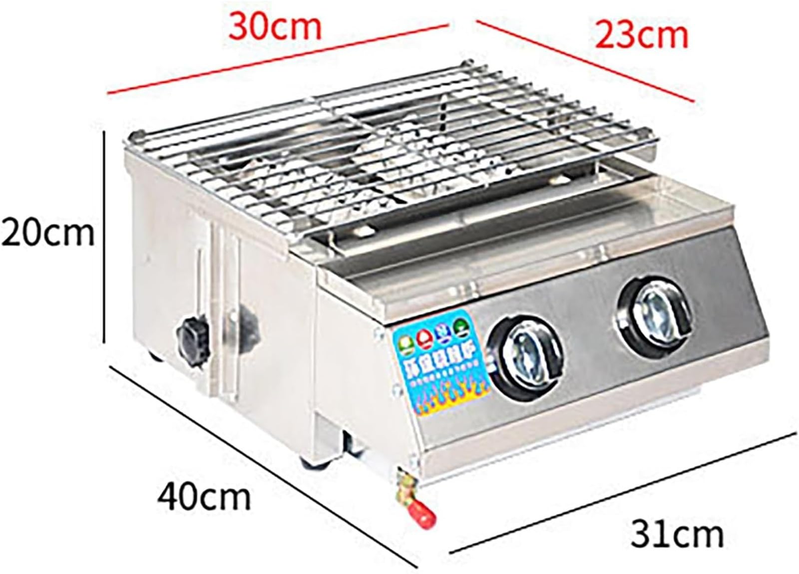 Dwupalnikowy grill gazowy Deluxe ze składanymi stolikami bocznymi, przenośny grill gazowy LPG, elektroniczny zapłon, regulacja wysokości, zewnętrzna kuchenka stołowa do grillowania