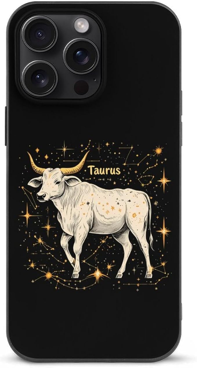Zodiac Sign Taurus Cute Phone Case Compatible with iPhone 15/15 Plus /15 Pro/15 Pro Max Slim TPU Shockproof Cover