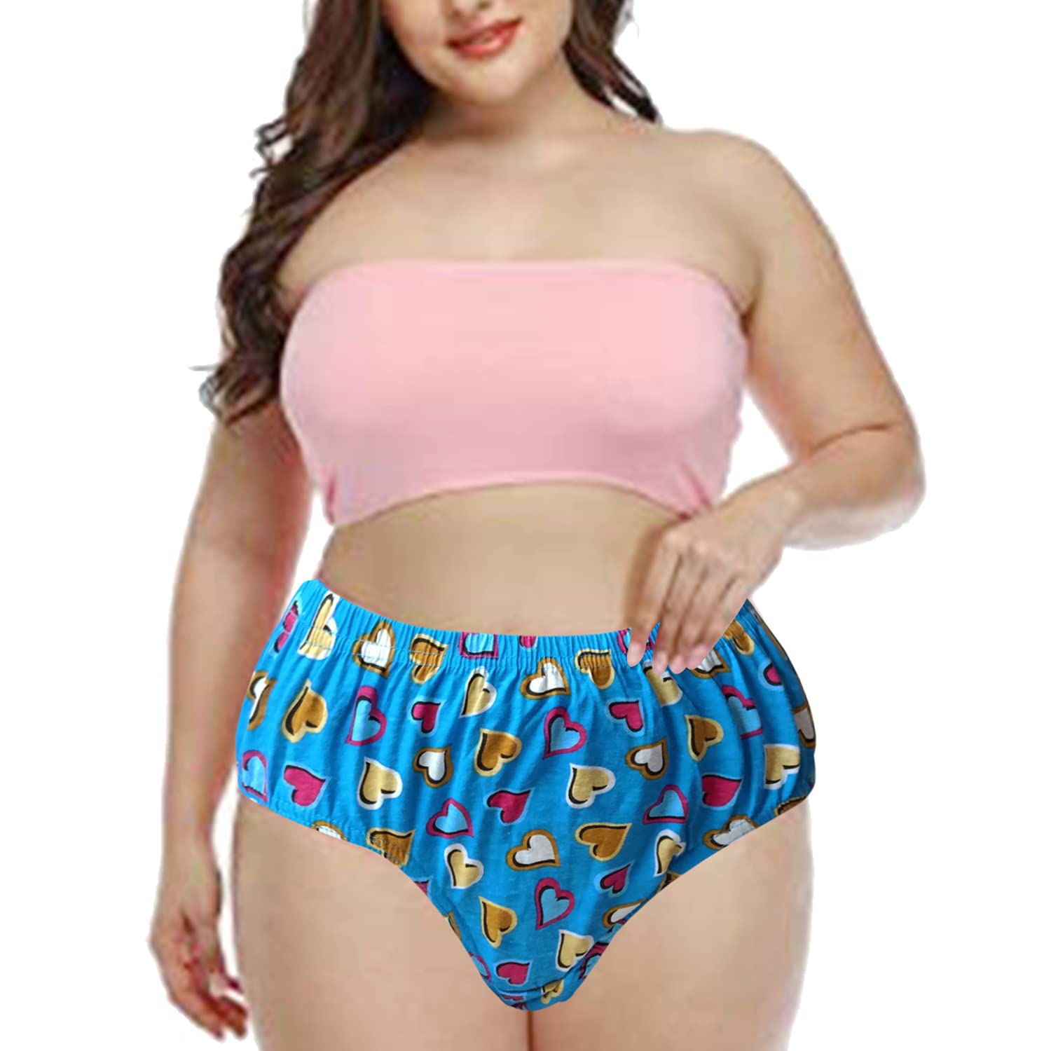 Lavennder Women's Multicolor Cotton Plus Size Innerwear Panties Brif Printed Undergarment delivery Lingerie for Ladies Colours and Prints May Vary Elastic