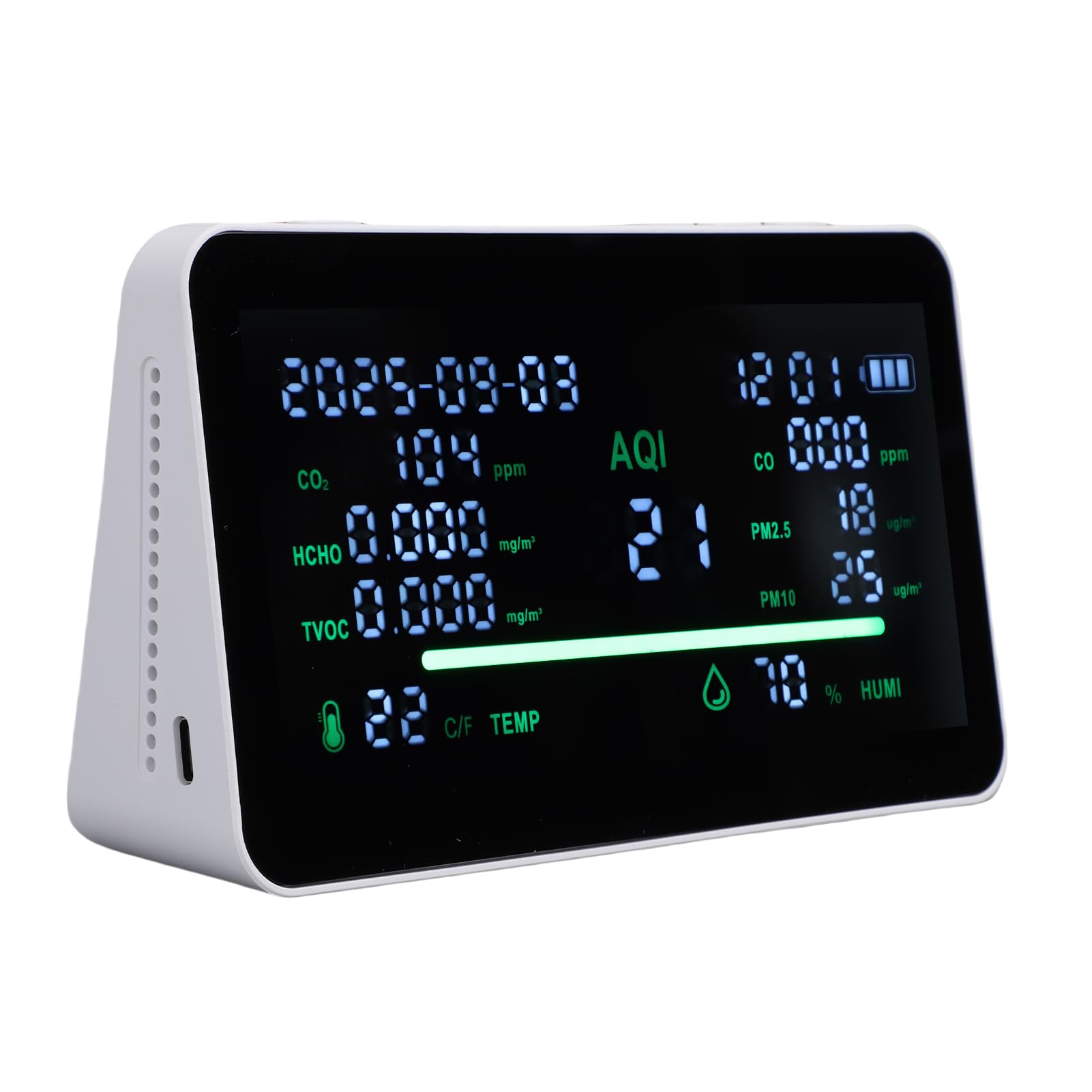 Misuratore della qualità dell'aria Interna 11 in 1, Rilevatore di CO2 PM2.5 con Schermo LCD, Tester Portatile per il Monitoraggio dell'ambiente Domestico e 'ufficio