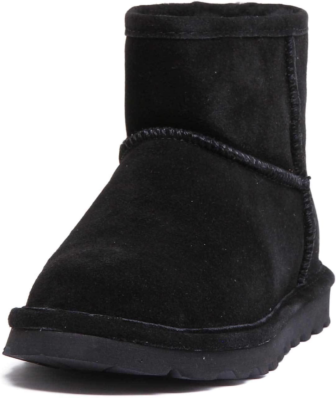 Bearpaw Alyssa Womens Black Suede Leather Ankle Boots (US 7, Black)