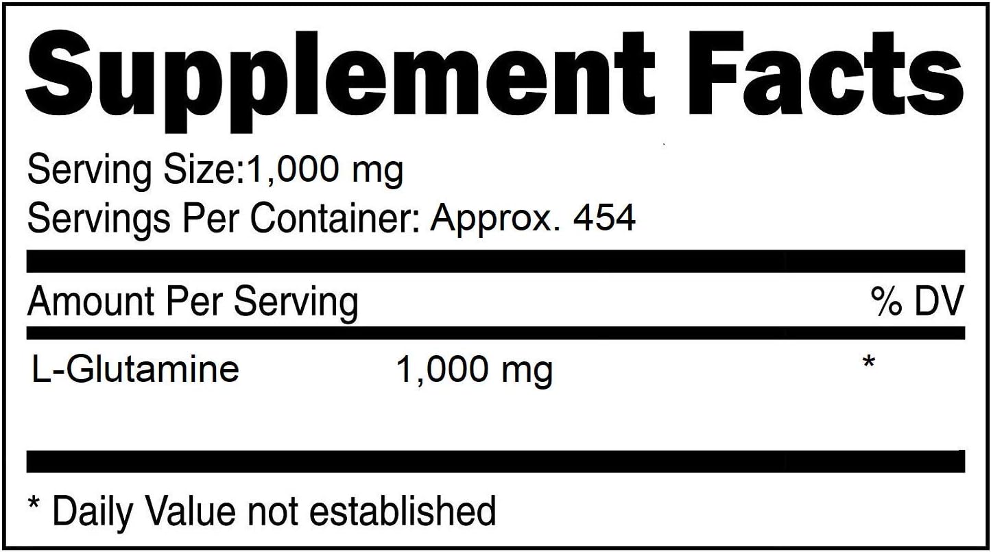 100% Pure L-Glutamine Powder, 1 lb, Gluten-Free, Non-GMO, Immunity Boosting, Lab Tested, Vegan, Made in The US, Eco-Friendly Packaging : Health & Household