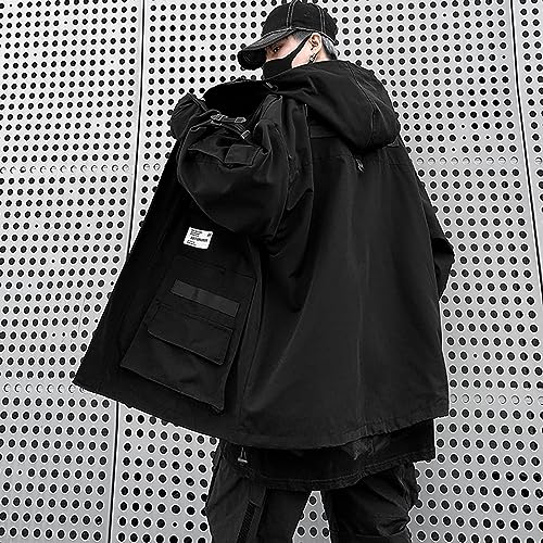XYXIONGMAO Gothic Clothes Tactical Techwear Zipper Jacket Windbreaker Hooded Streetwear Jackets for Men2