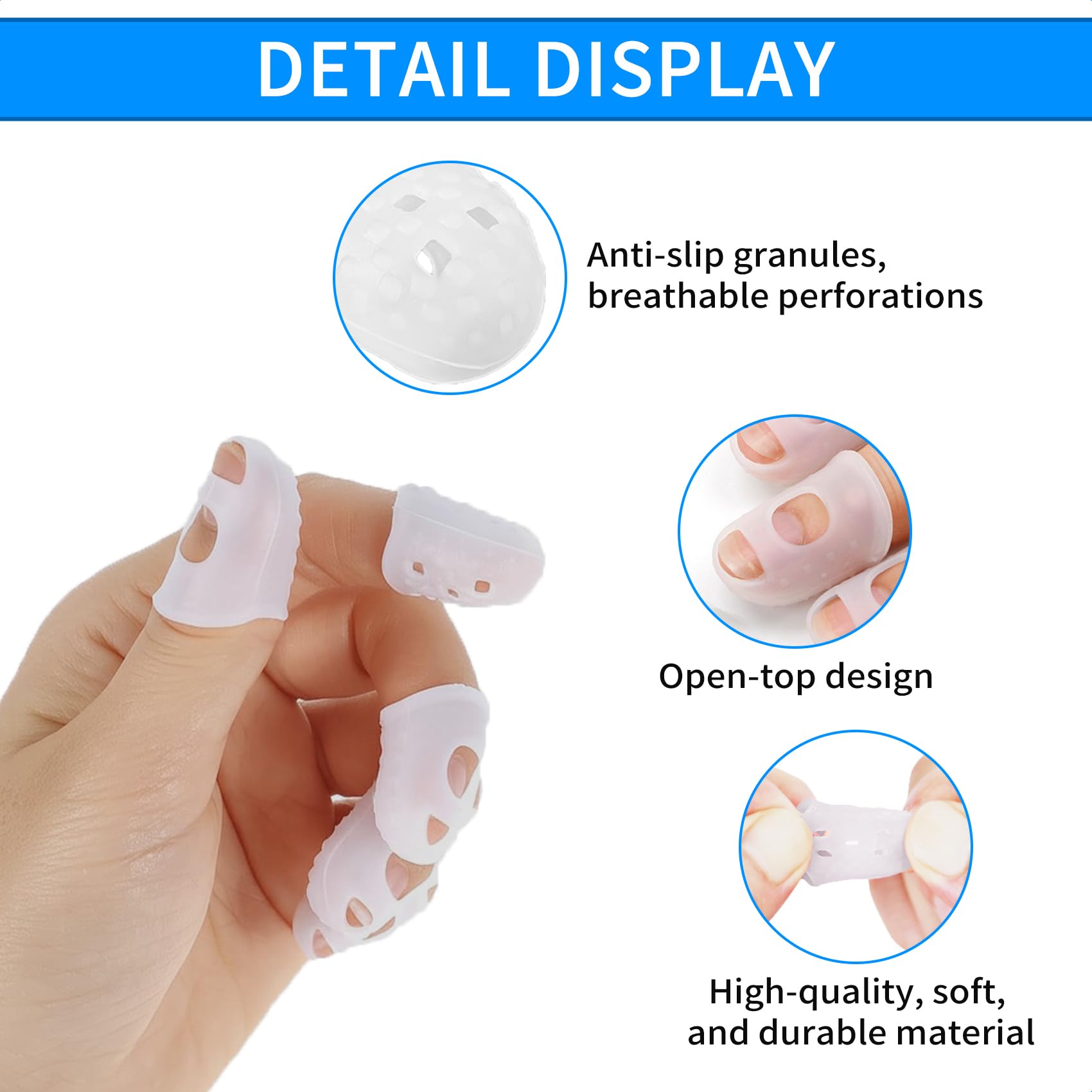 Guitar Fingertip Protectors 10 PCS Silicone Finger Guards 5 Sizes