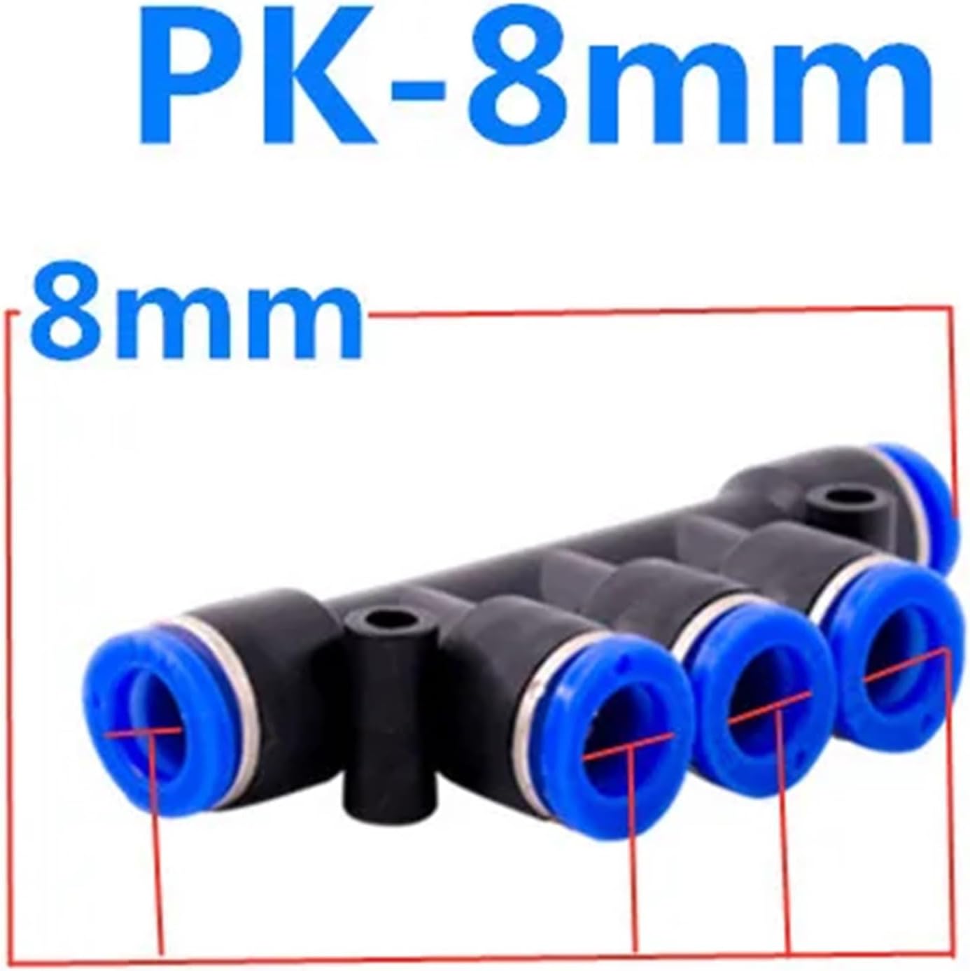 PK PZA Pneumatic Plastic 4 Way 5 Fitting Fittings Quick Connectors Water Hose Connector Air Push Fast 6 8 10 12mm 5Pcs(PK-8)